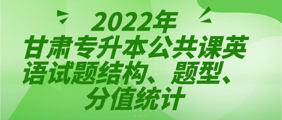 2022年甘肃专升本公共课英语试题结构题型分值统计